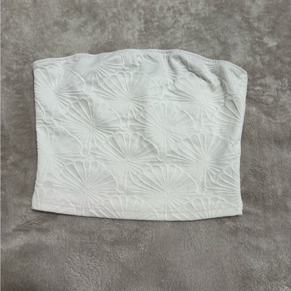 White Textured Tube Top